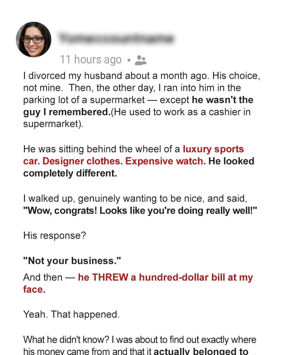 My Ex, a Cashier, Started Driving a Sports Car and Wearing Designer Clothes – I Found Out That Money Actually Belonged to Me