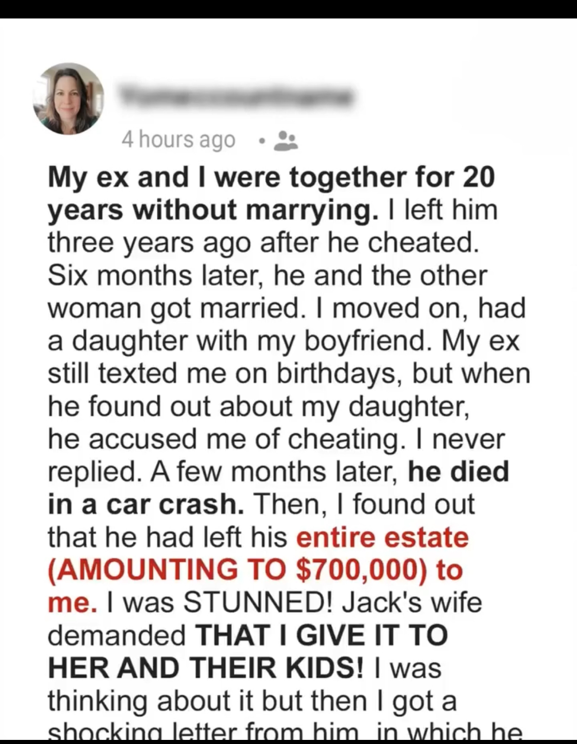 My Ex’s Will Ignored His Family